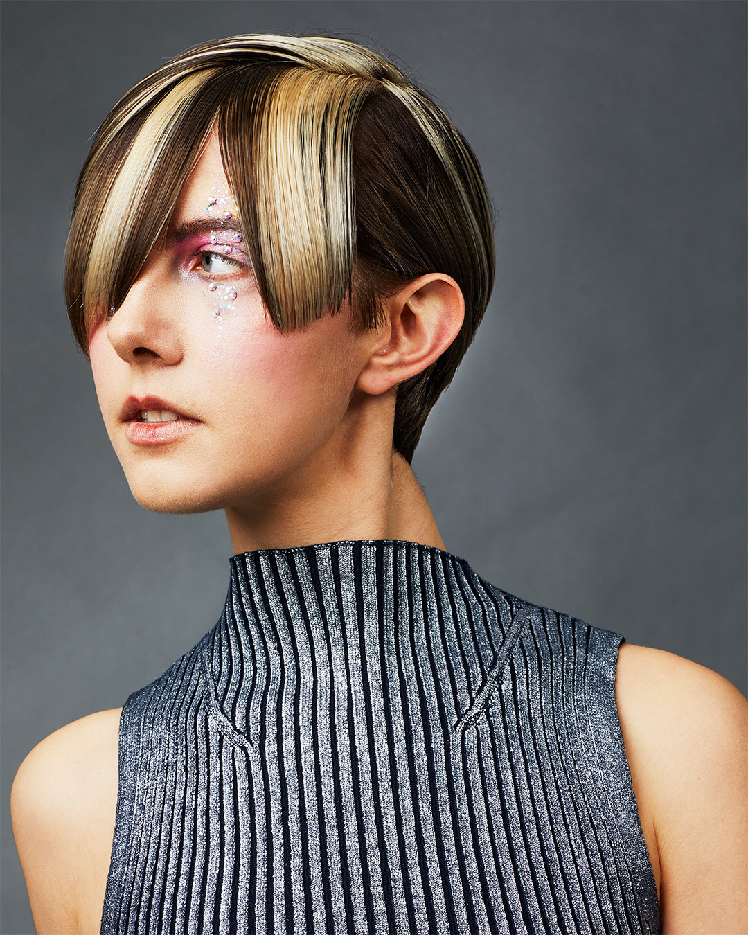 Brunette and Blonde Colour Block Graduated Hair - Lloyd Court - Raw Collection